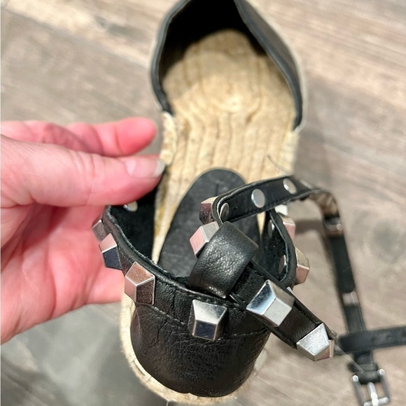 Rebecca Minkoff Gilles Black Leather Wrap Studded Espadrille Flats Sz 6 New!! - Picture 5 of 10
